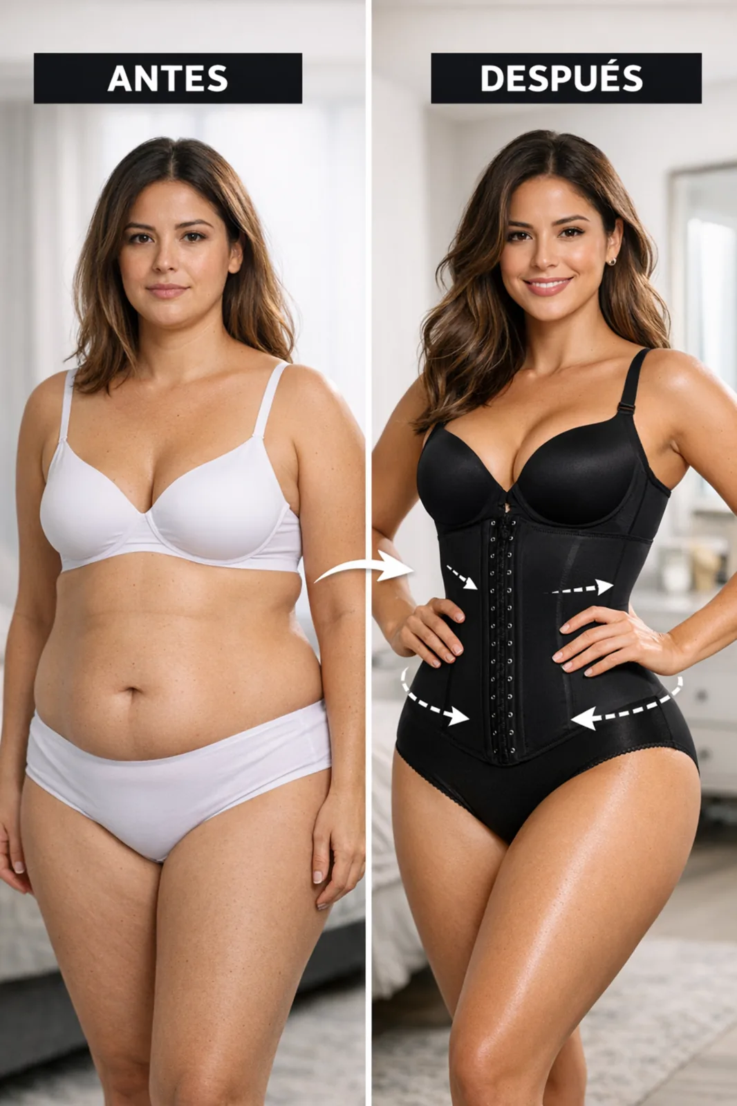 Antes y después usando faja moldeadora